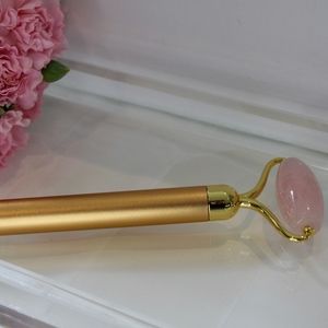 Rose Quartz Vibrating Facial Roller Gold/Orange